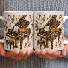 Load image into Gallery viewer, Personalized Leopard Pattern Grand Piano Mug Custom Gift for Music Lovers
