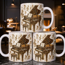 Load image into Gallery viewer, Personalized Leopard Pattern Grand Piano Mug Custom Gift for Music Lovers
