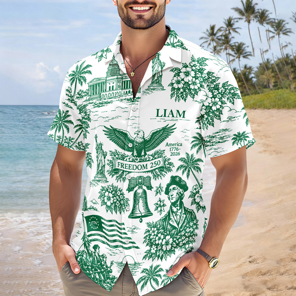 Personalized Hawaiian Shirt Custom Name 4th of July Gift for Dad