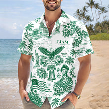Load image into Gallery viewer, Personalized Hawaiian Shirt Custom Name 4th of July Gift for Dad
