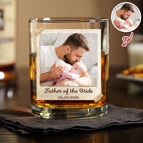 Personalized Photo Whiskey Glass Custom Gift for Dad