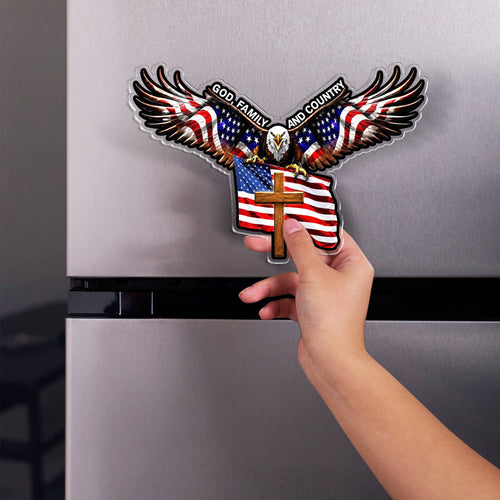 Personalized Acrylic Eagle Cross Magnet Christian Gift for Family