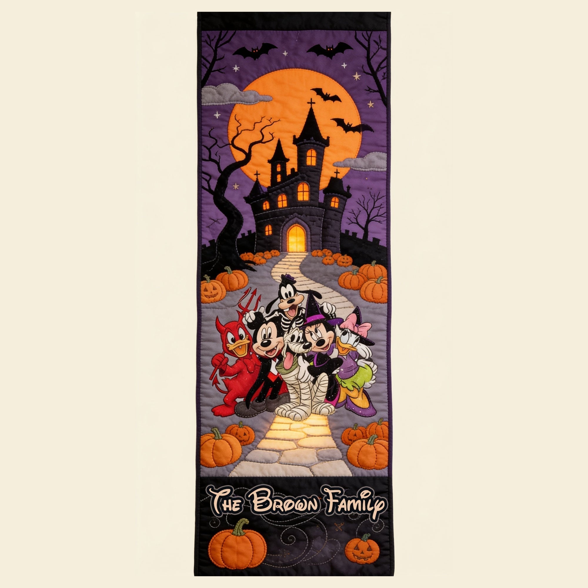 Personalized Quilted Table Runner Halloween Decoration for Family