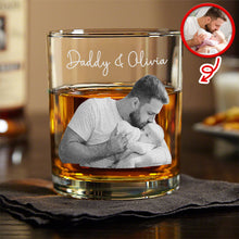 Load image into Gallery viewer, Customized Engraved Rock Glass Photo Gift for Dad Father's Day
