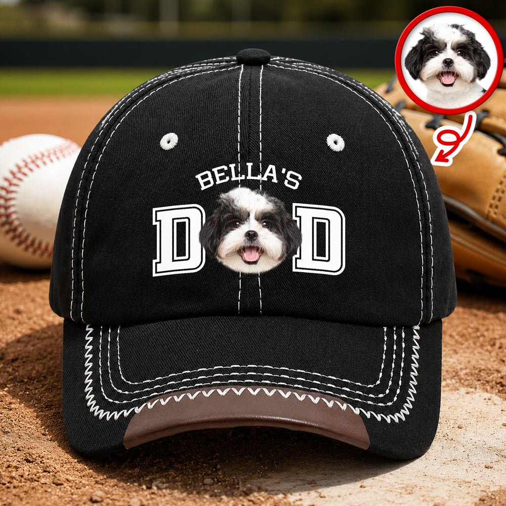 Personalized Dog Photo Baseball Cap Custom Gift for Pet Dad