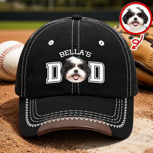 Personalized Dog Photo Baseball Cap Custom Gift for Pet Dad