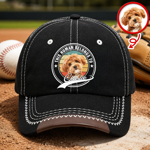 Personalized Dog Photo Baseball Cap Custom Name Gift for Pet Parents