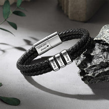 Load image into Gallery viewer, Personalized Leather Bracelet with Engraved Kid Names Gift for Dad
