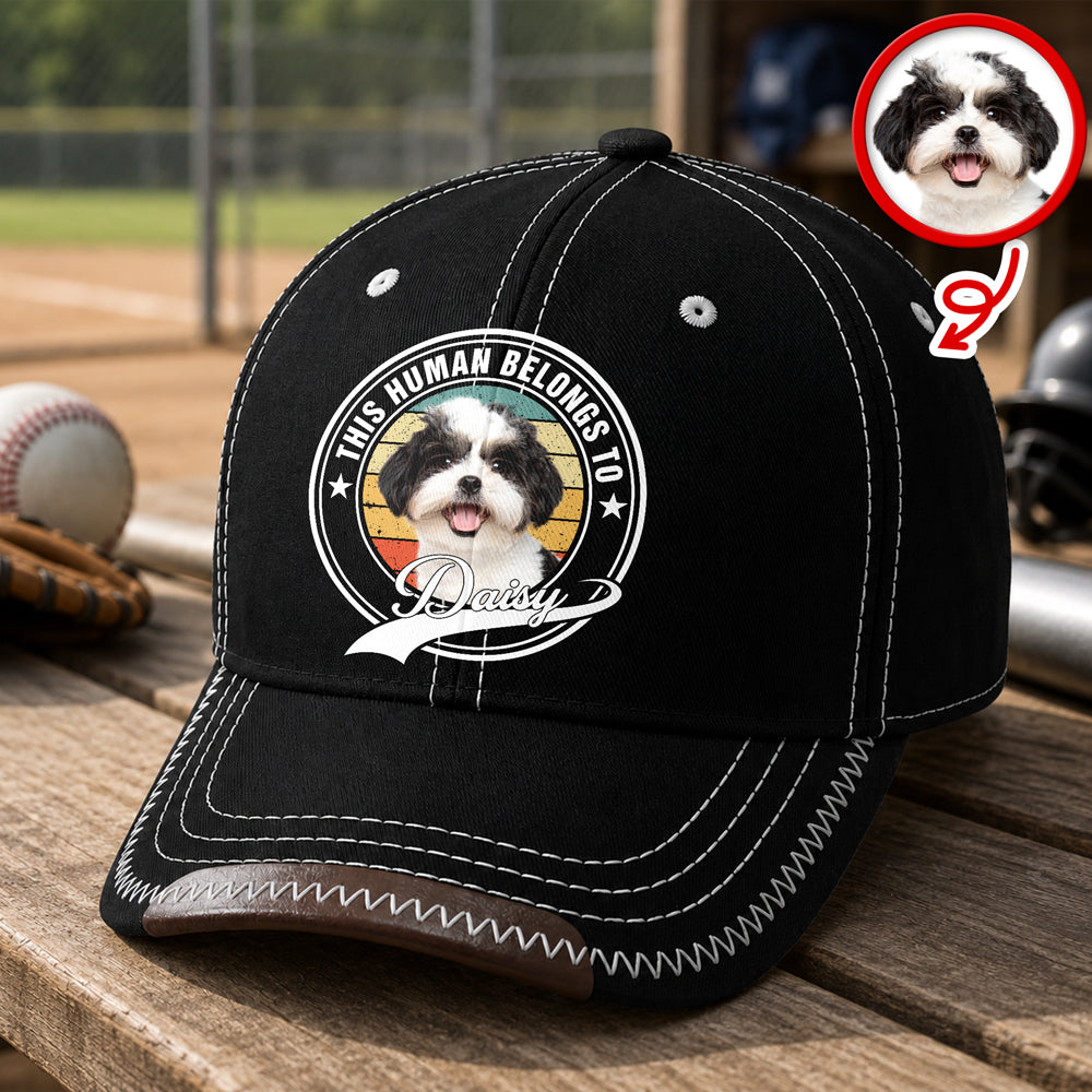 Personalized Dog Photo Baseball Cap Custom Name Gift for Pet Parents