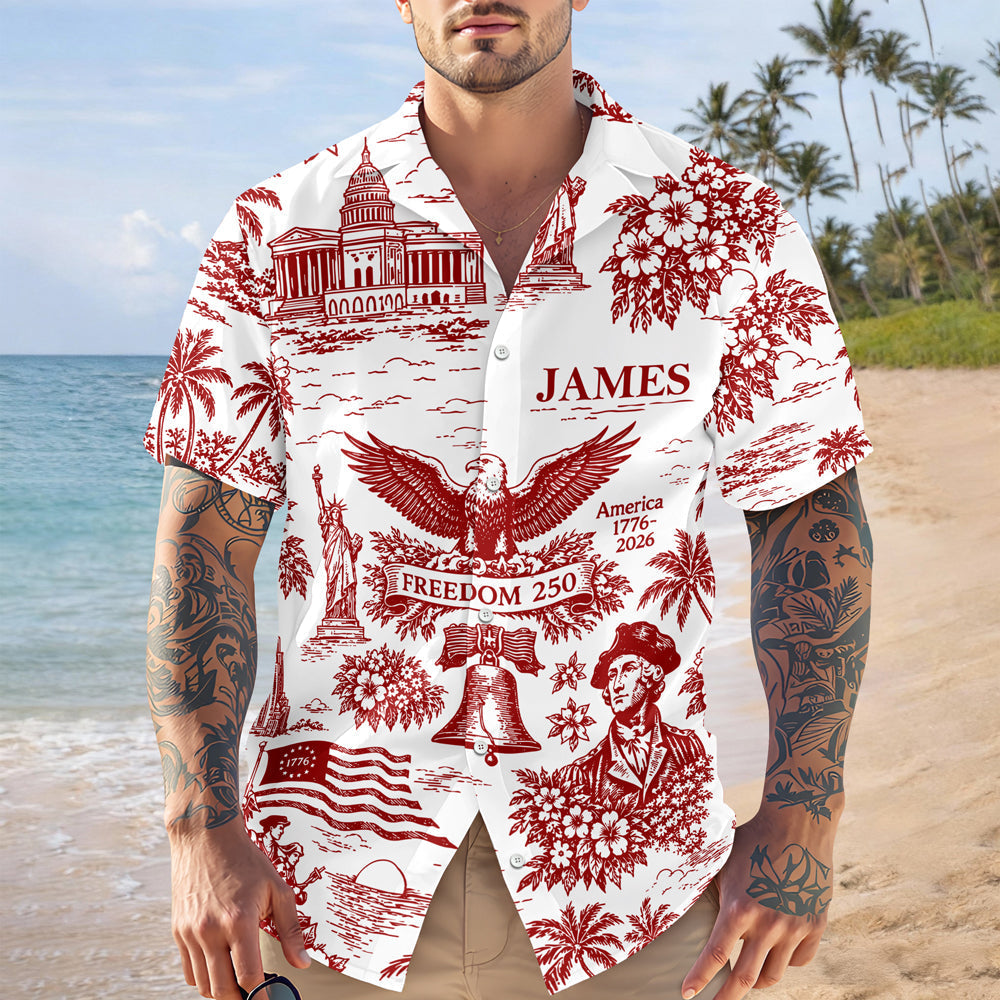 Personalized Hawaiian Shirt Custom Name 4th of July Gift for Dad