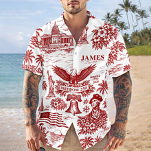 Load image into Gallery viewer, Personalized Hawaiian Shirt Custom Name 4th of July Gift for Dad

