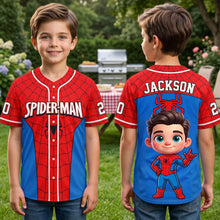 Load image into Gallery viewer, Personalized Spider-Man Baseball Jersey Custom Name Kids Gift
