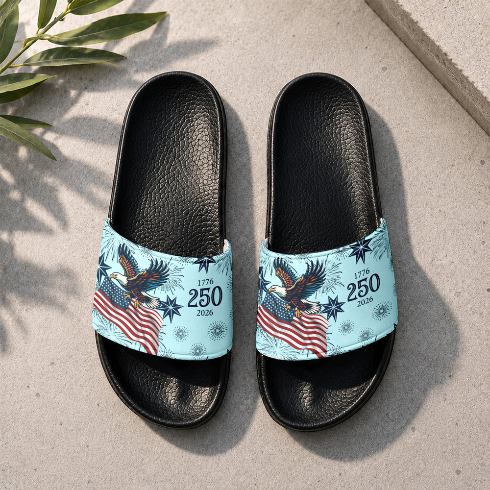 Personalized Eagle Slide Sandals Custom Photo Gift for Family