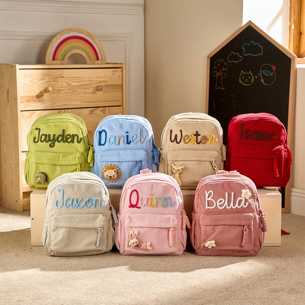 Personalized Corduroy Backpack for Kids - Custom Name Gift