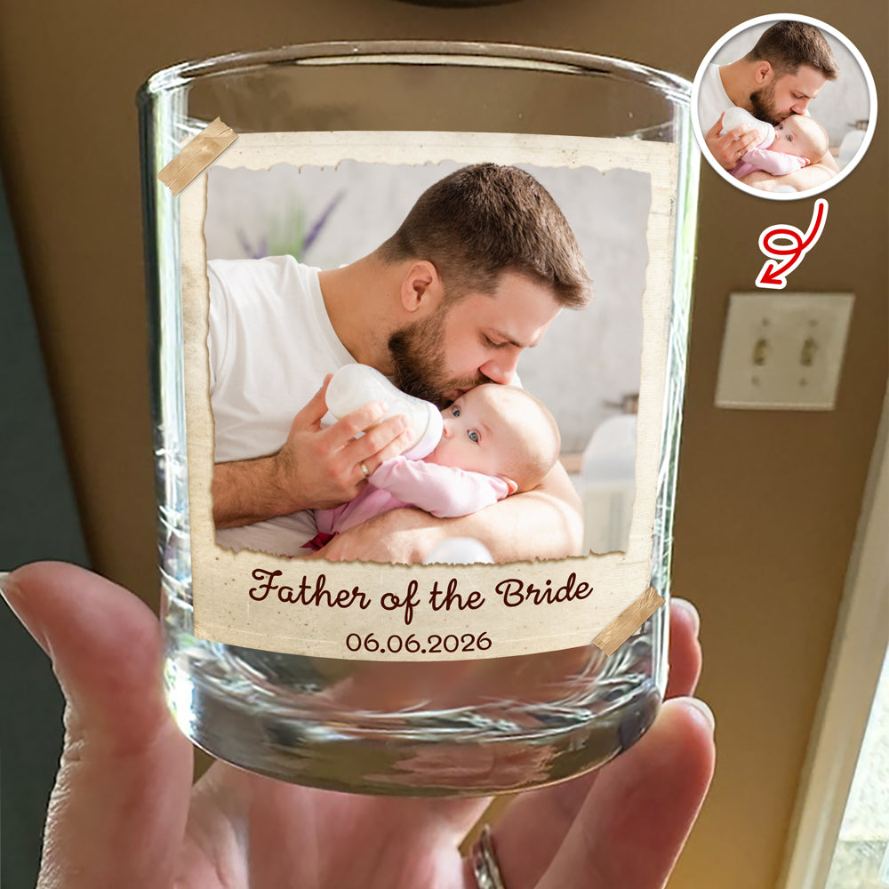 Personalized Photo Whiskey Glass Custom Gift for Dad