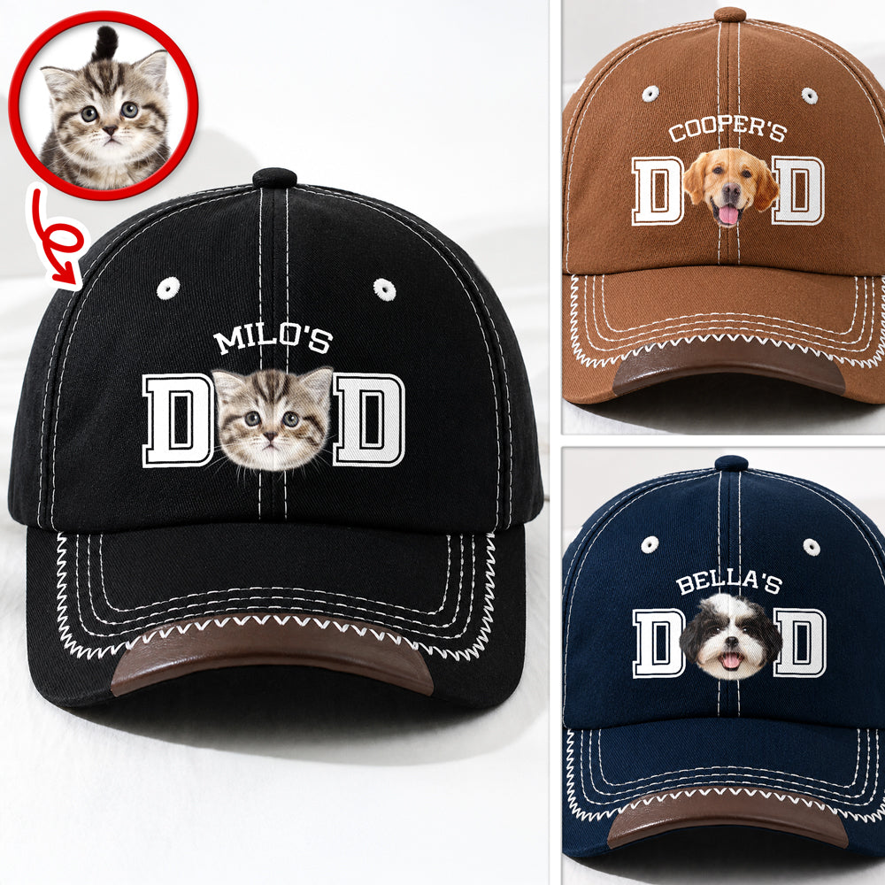Personalized Dog Photo Baseball Cap Custom Gift for Pet Dad