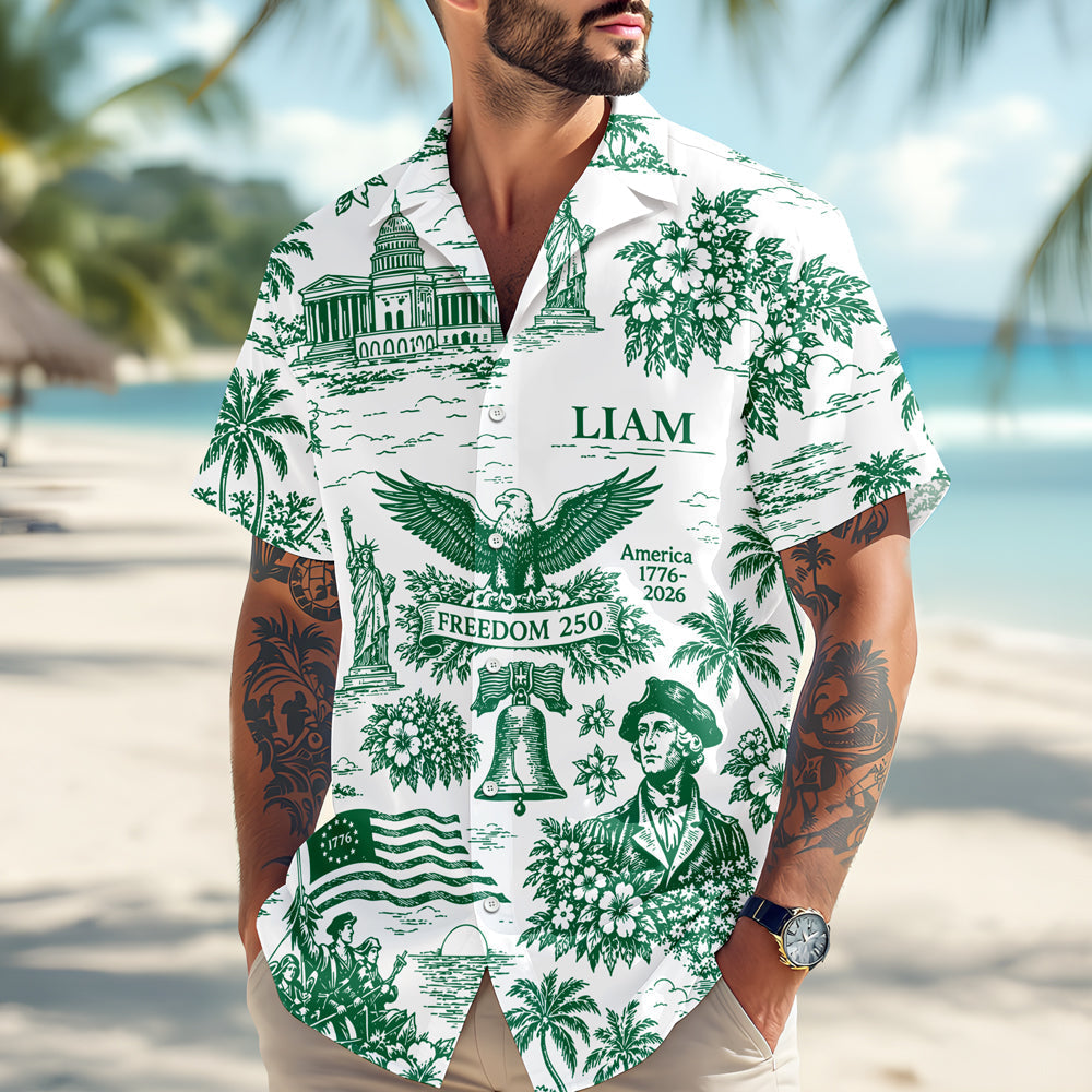Personalized Hawaiian Shirt Custom Name 4th of July Gift for Dad