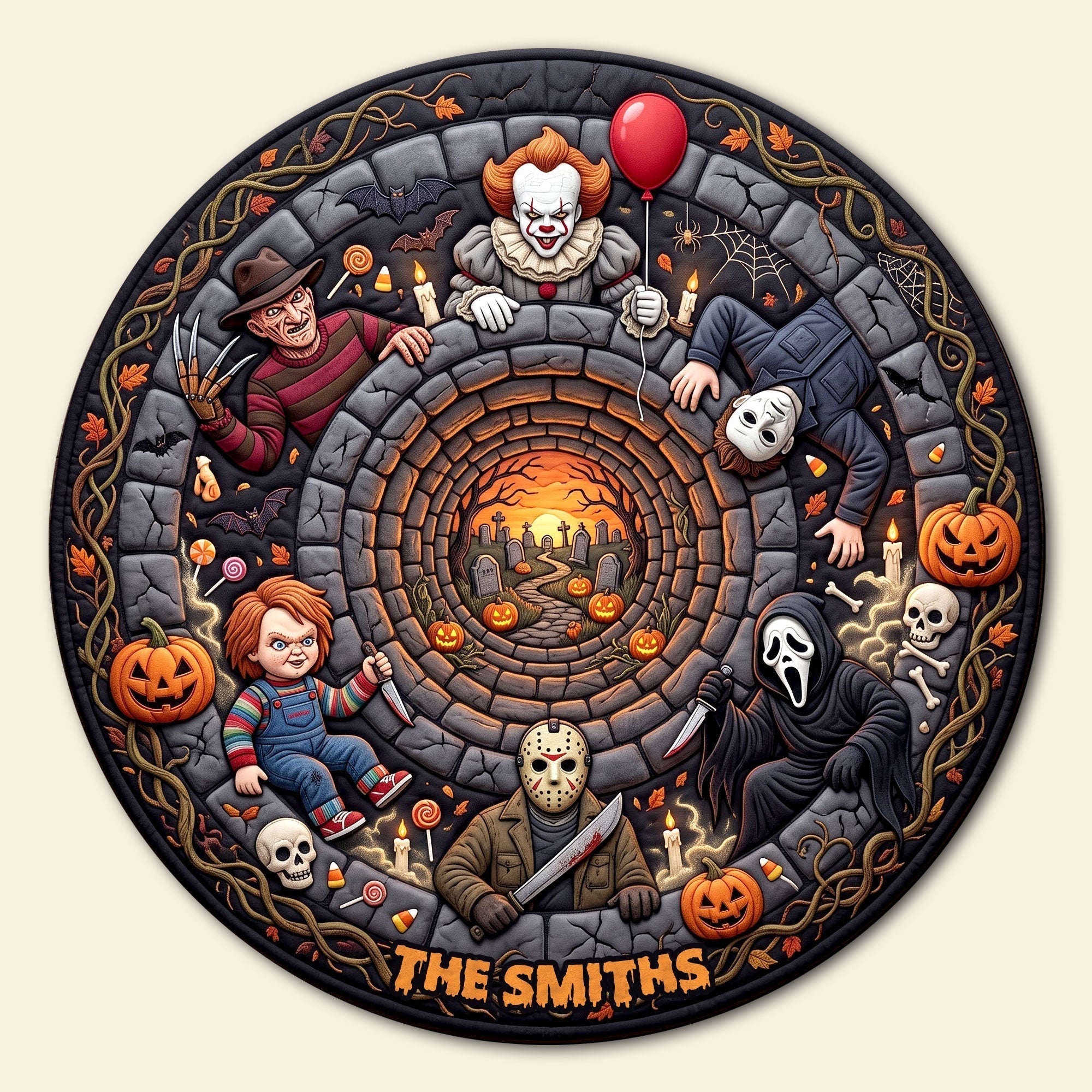 Personalized Halloween Shape Doormat Custom Family Name Gift