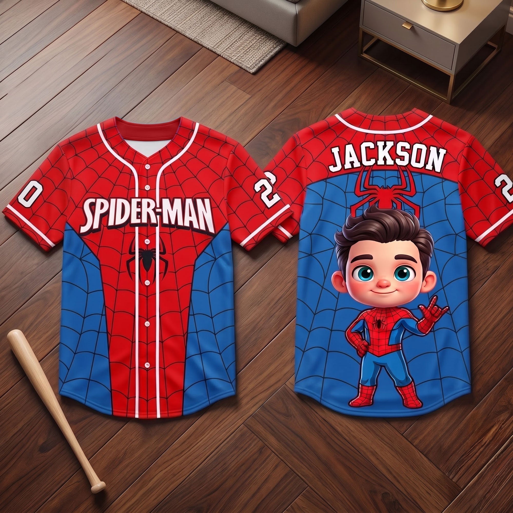 Personalized Spider-Man Baseball Jersey Custom Name Kids Gift