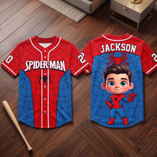 Load image into Gallery viewer, Personalized Spider-Man Baseball Jersey Custom Name Kids Gift
