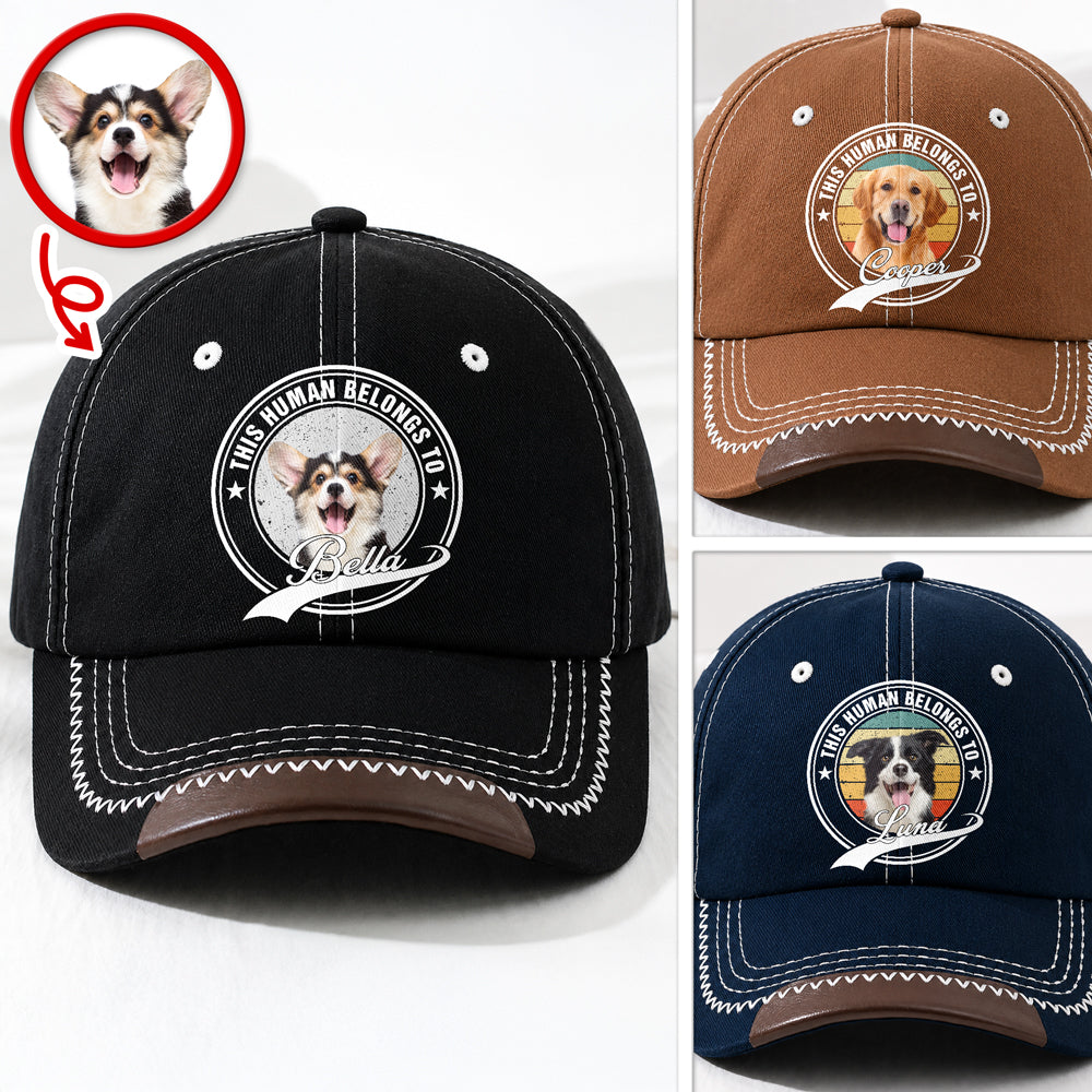 Personalized Dog Photo Baseball Cap Custom Name Gift for Pet Parents