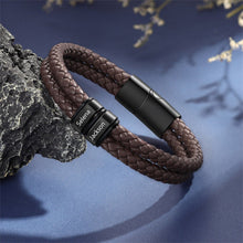 Load image into Gallery viewer, Personalized Leather Bracelet with Engraved Kid Names Gift for Dad
