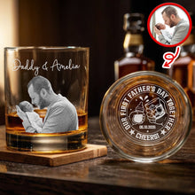 Load image into Gallery viewer, Customized Engraved Rock Glass Photo Gift for Dad Father's Day
