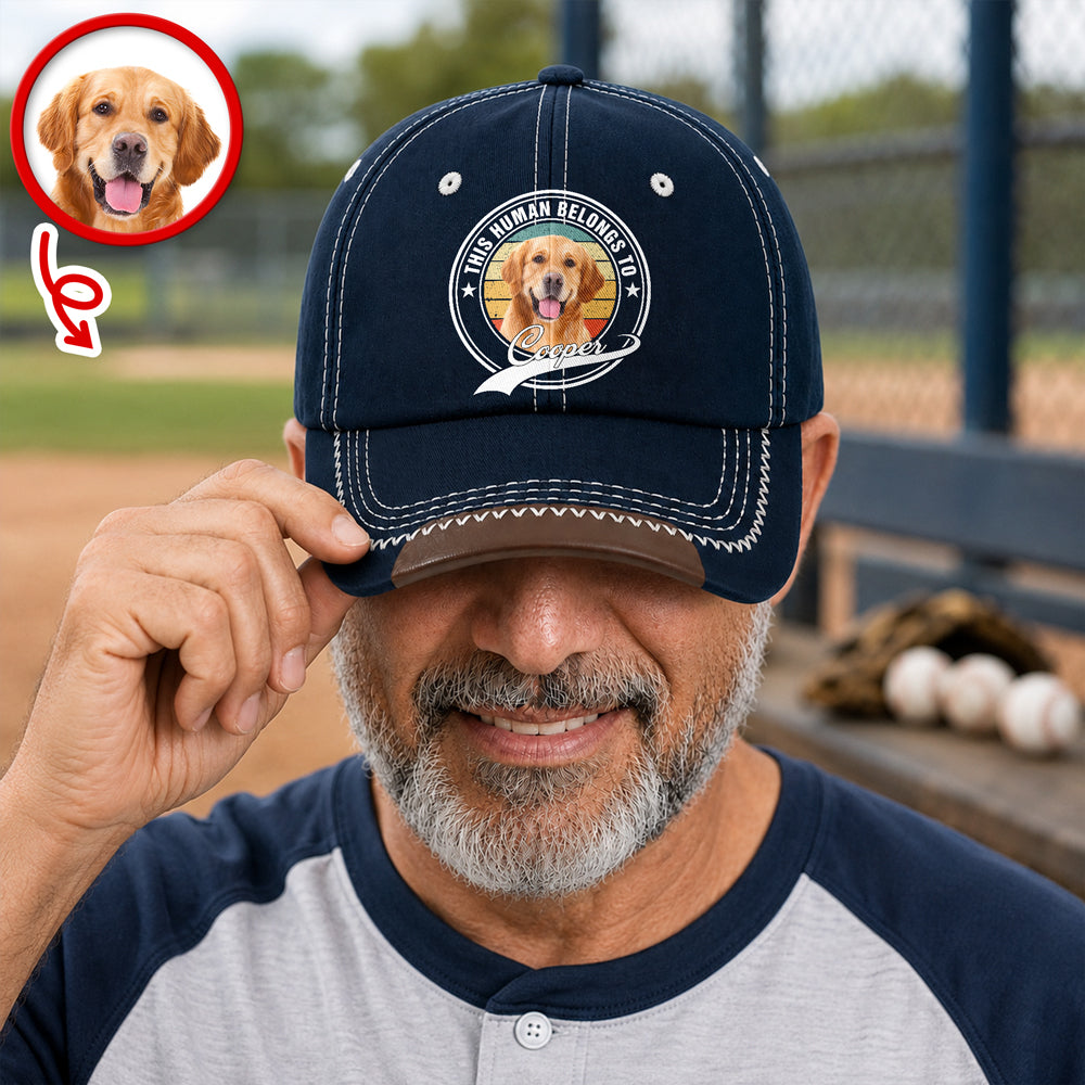 Personalized Dog Photo Baseball Cap Custom Name Gift for Pet Parents