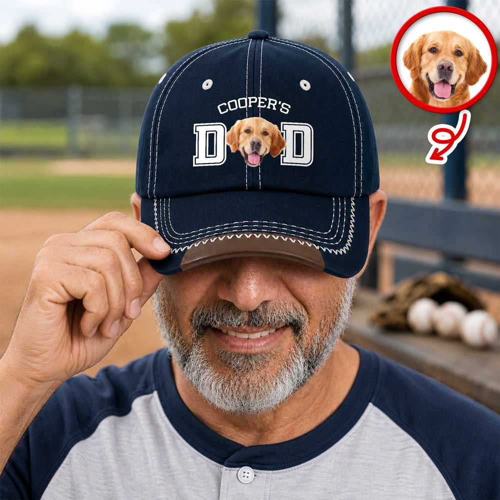 Personalized Dog Photo Baseball Cap Custom Gift for Pet Dad