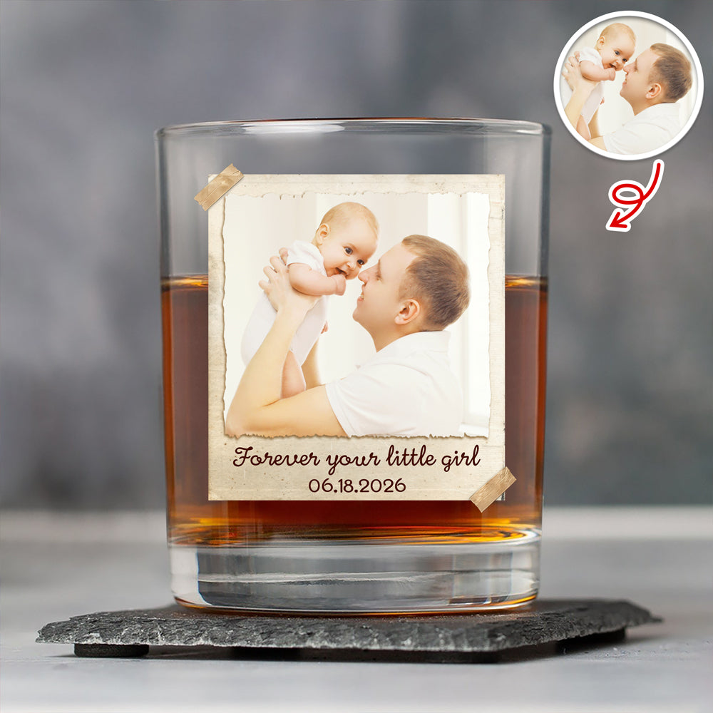 Personalized Photo Whiskey Glass Custom Gift for Dad