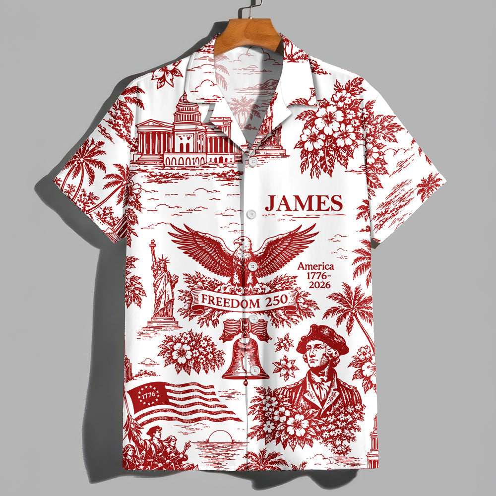 Personalized Hawaiian Shirt Custom Name 4th of July Gift for Dad
