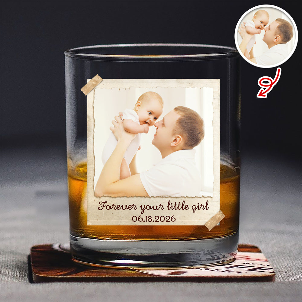 Personalized Photo Whiskey Glass Custom Gift for Dad