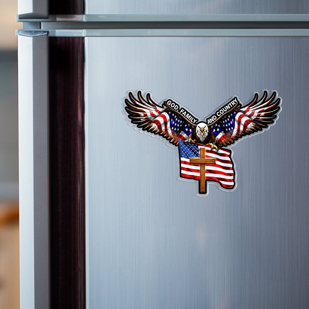 Personalized Acrylic Eagle Cross Magnet Christian Gift for Family