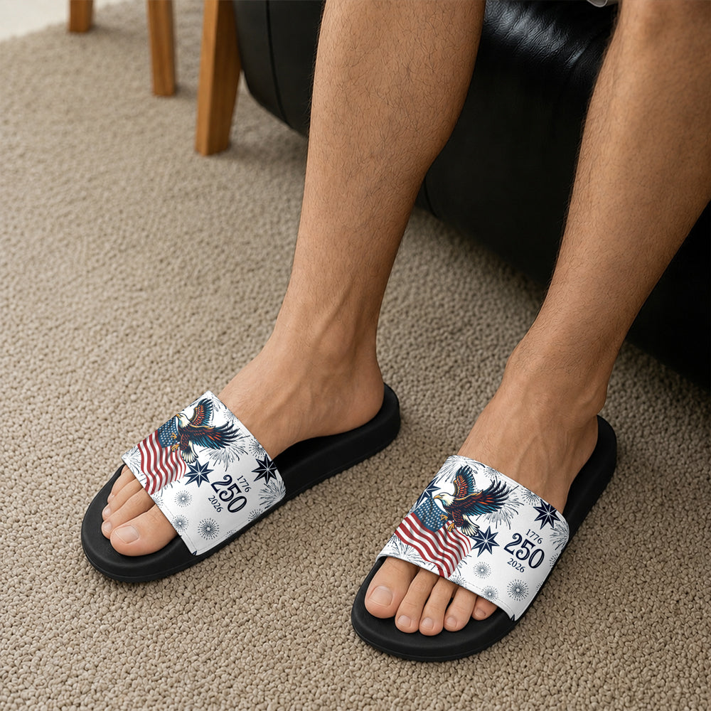 Personalized Eagle Slide Sandals Custom Photo Gift for Family