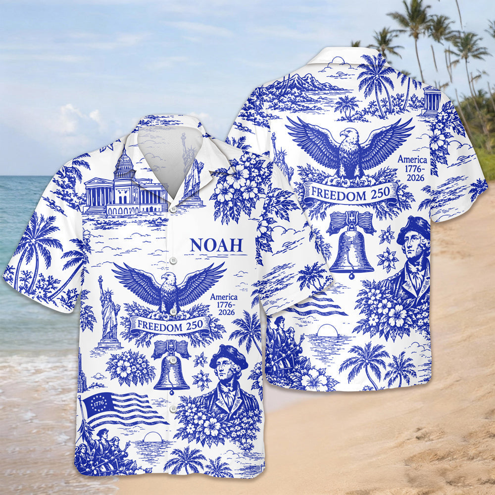 Personalized Hawaiian Shirt Custom Name 4th of July Gift for Dad