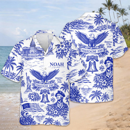 Personalized Hawaiian Shirt Custom Name 4th of July Gift for Dad