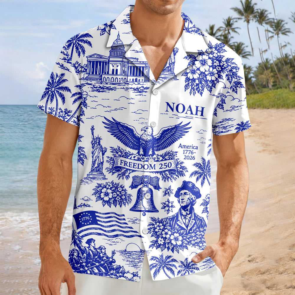 Personalized Hawaiian Shirt Custom Name 4th of July Gift for Dad