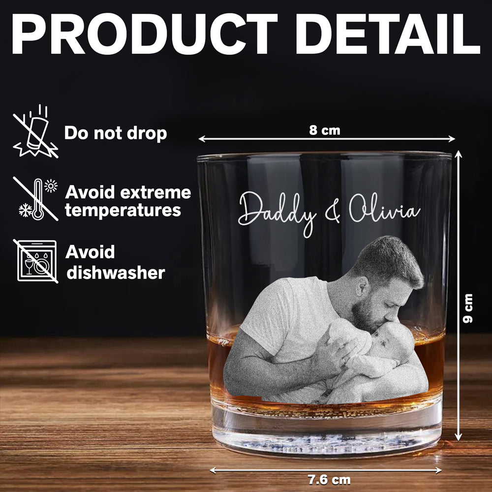 Customized Engraved Rock Glass Photo Gift for Dad Father's Day