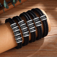 Load image into Gallery viewer, Personalized Leather Bracelet with Engraved Kid Names Gift for Dad
