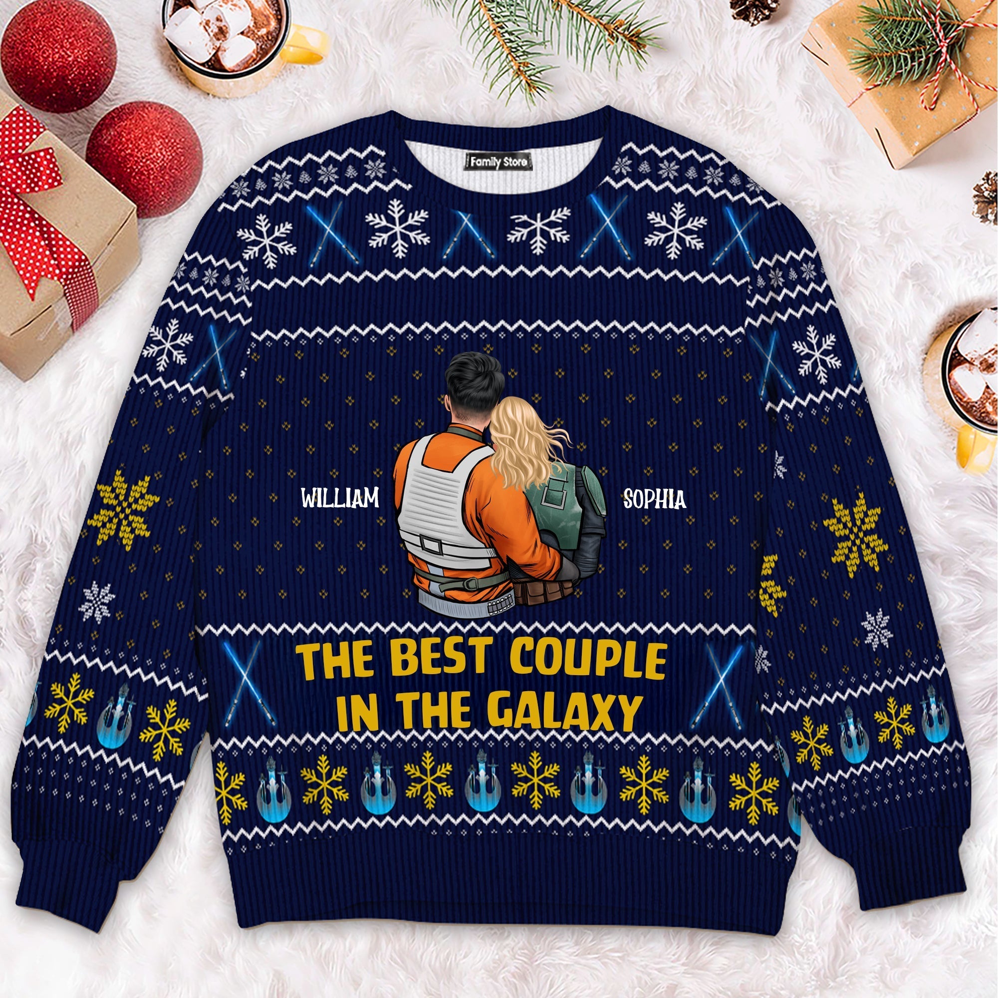 Personalized Ugly Sweater for Couples with Custom Names | Holiday Gift