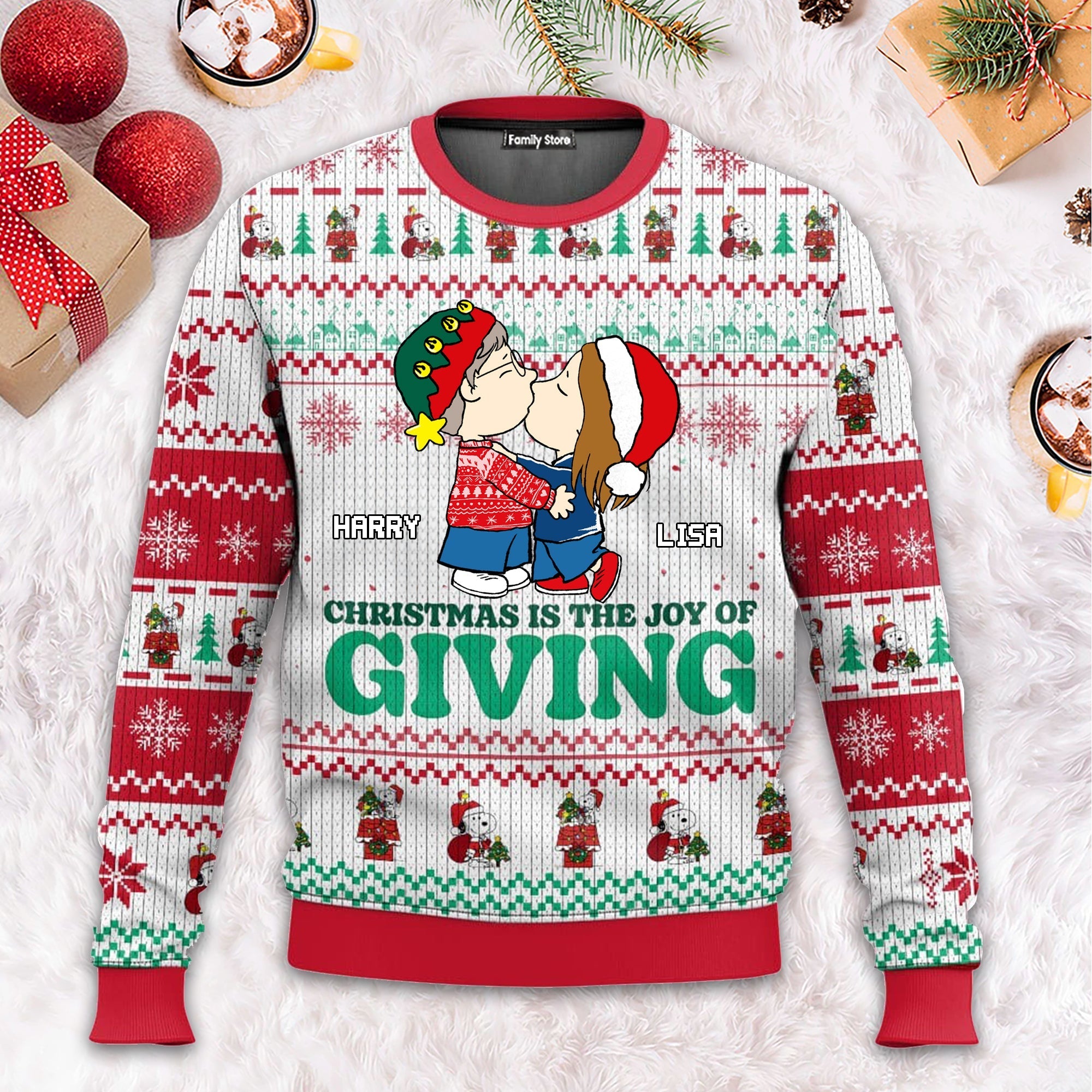 Personalized Christmas Ugly Sweater for Couples | Custom Name Gift