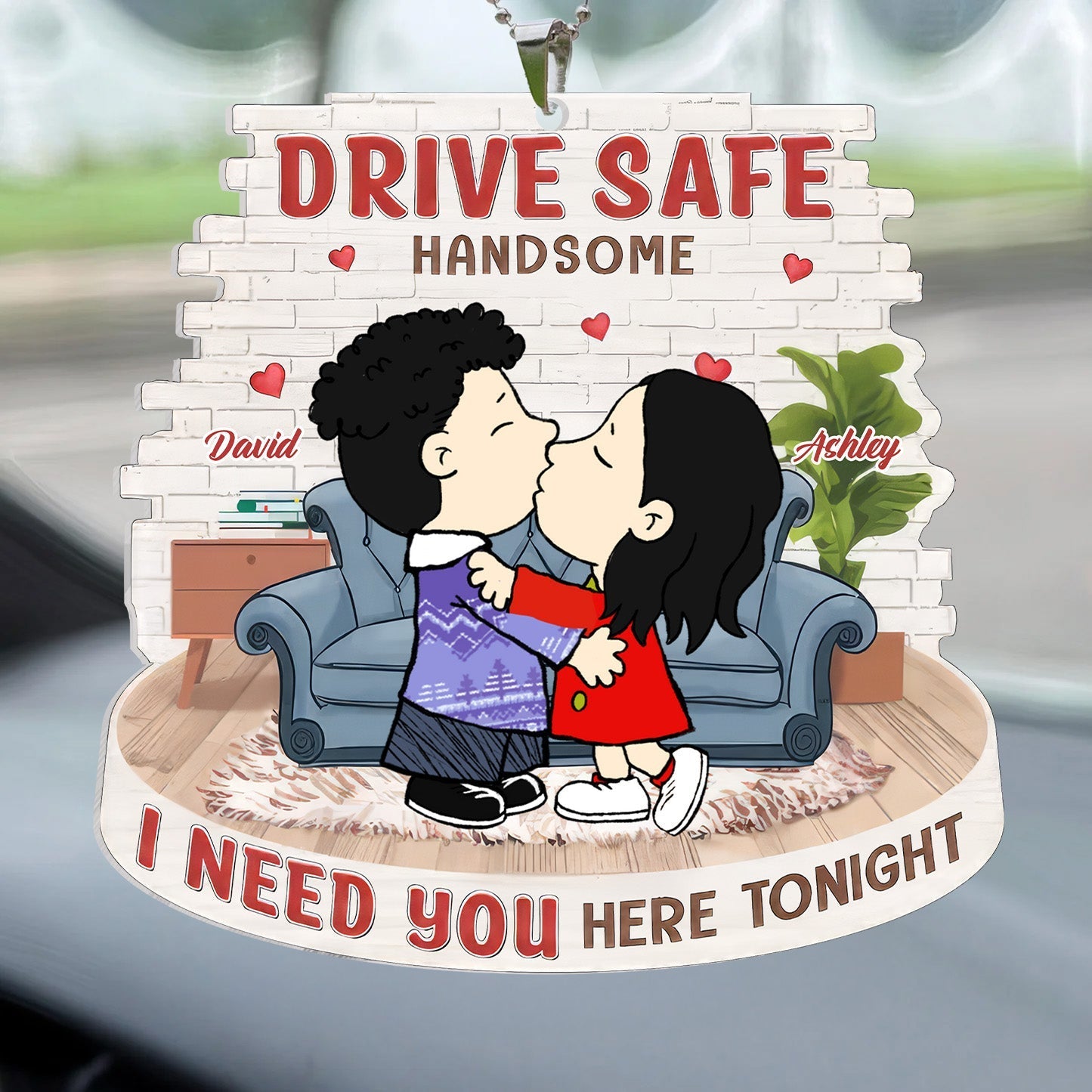 Personalized Acrylic Car Ornament for Couples | Custom Name Gift