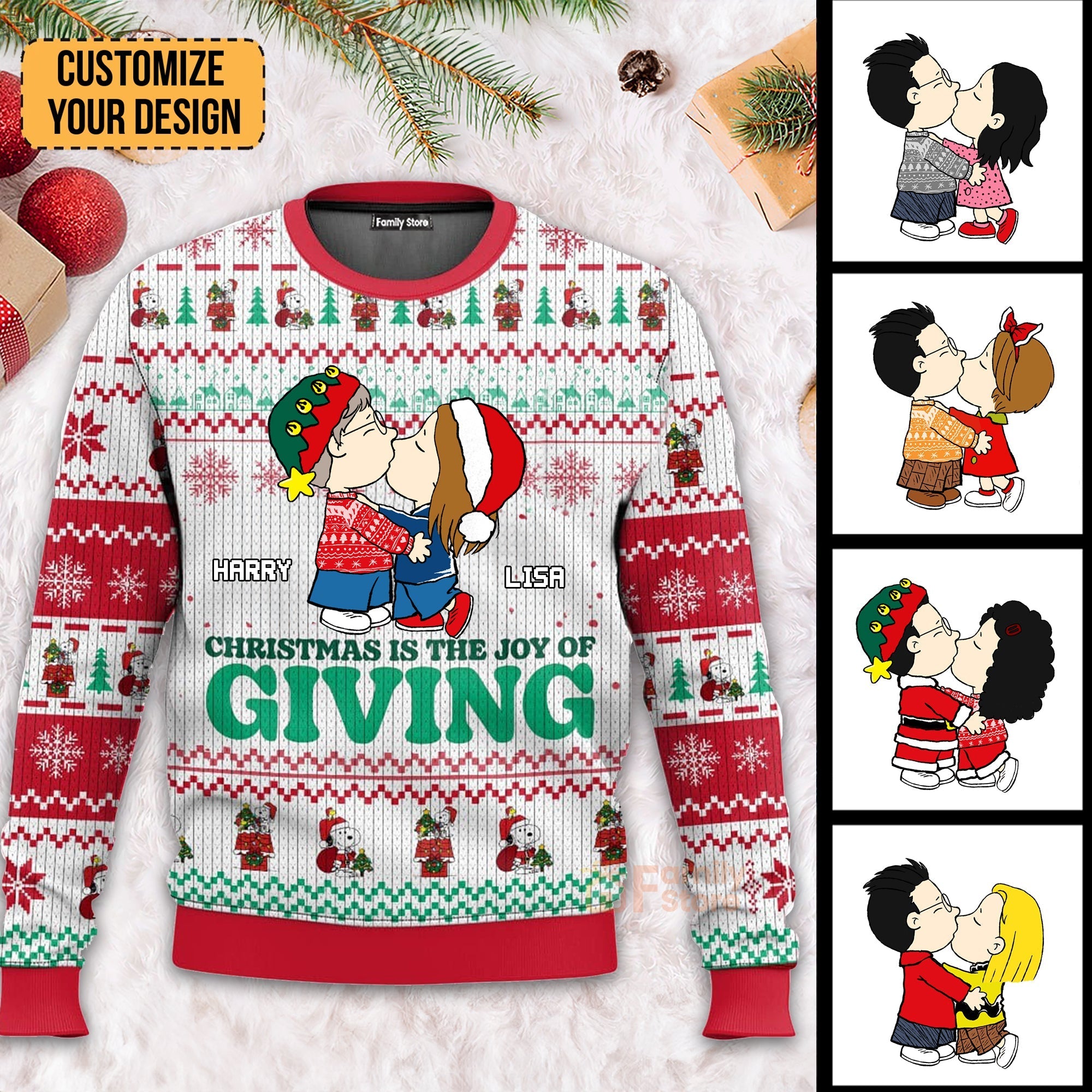 Personalized Christmas Ugly Sweater for Couples | Custom Name Gift