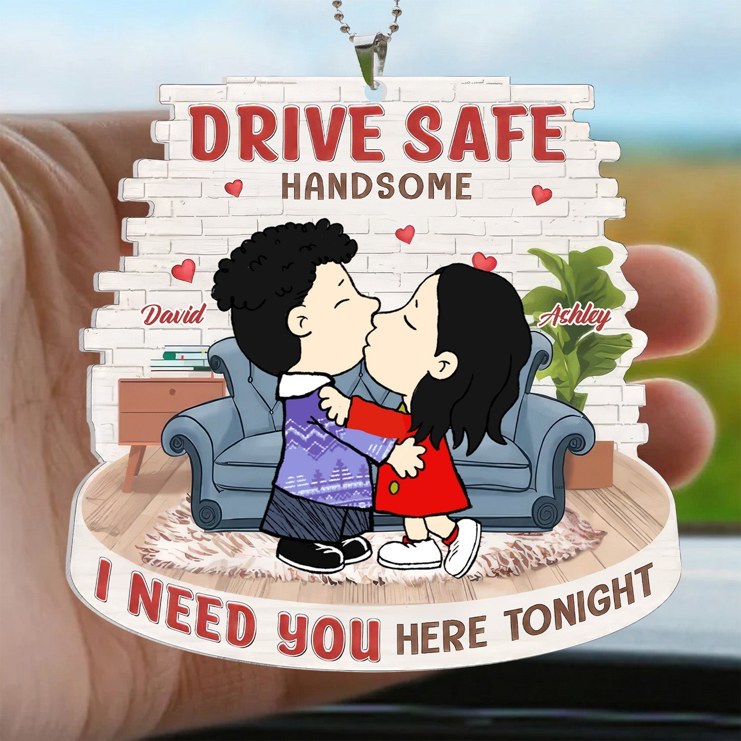 Personalized Acrylic Car Ornament for Couples | Custom Name Gift