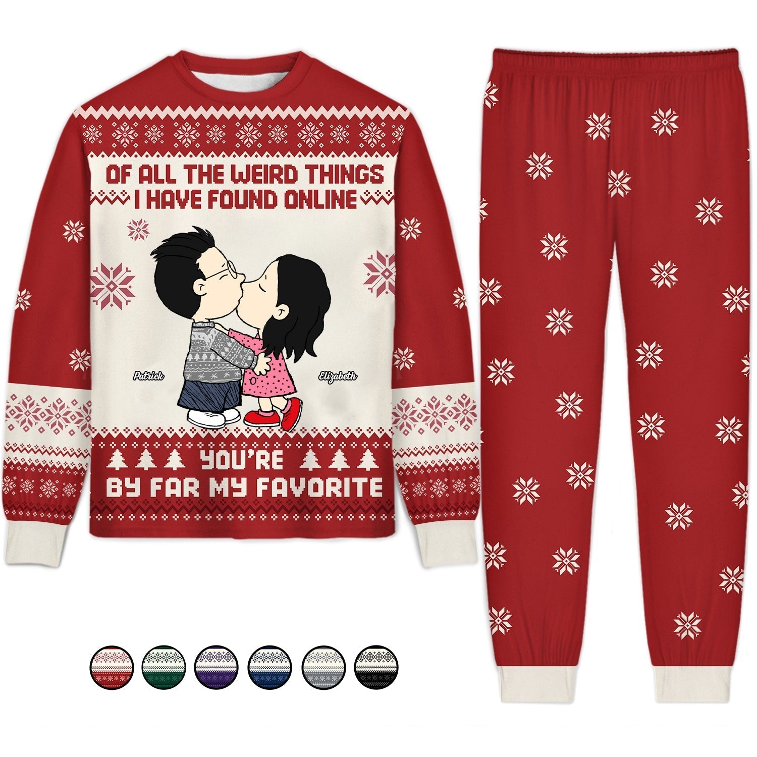 Personalized Funny Couples Pajama Set with Custom Message Gift for Anniversary