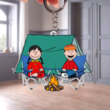 Load image into Gallery viewer, Personalized Happy Camper Keychain Custom Name Gift for Couples
