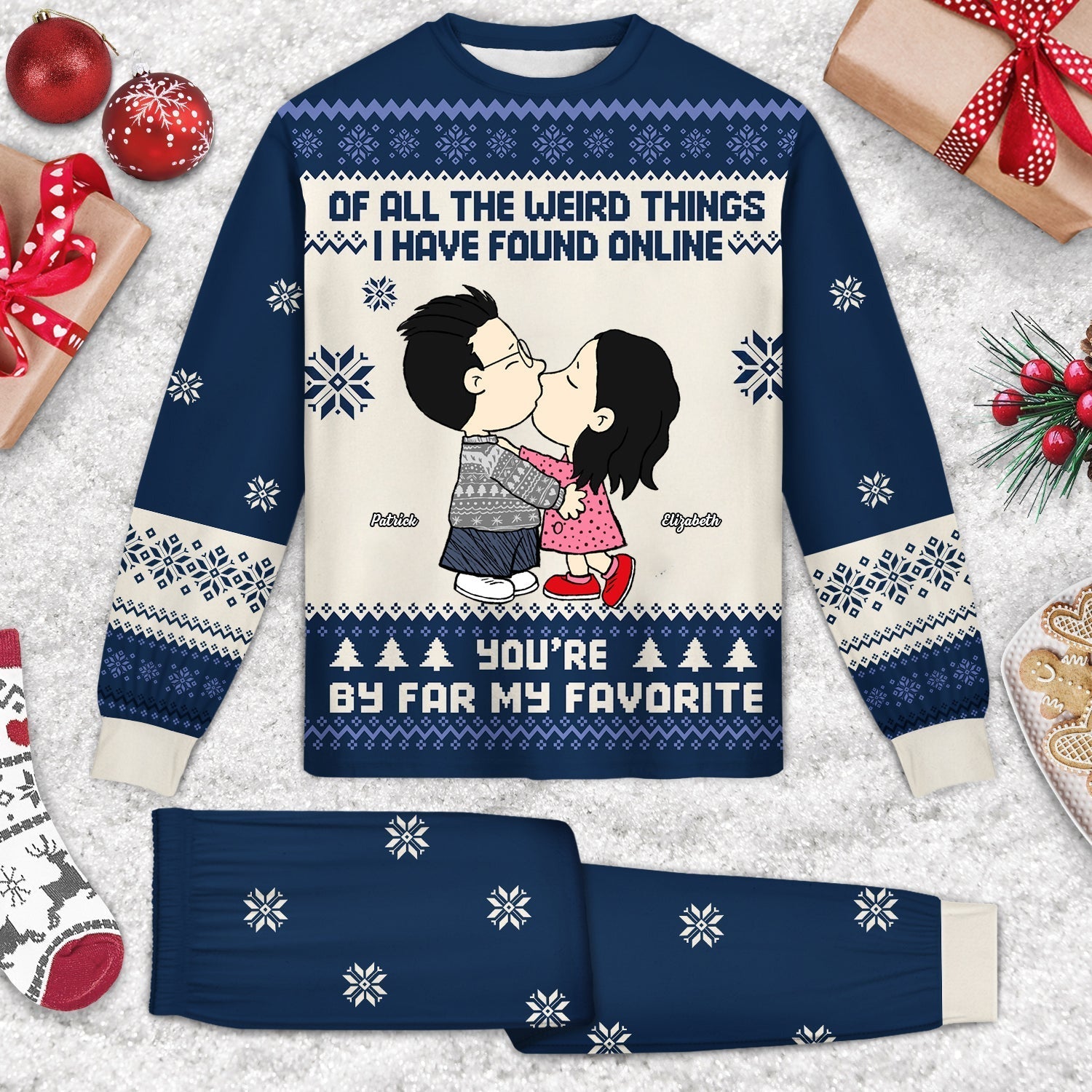 Personalized Funny Couples Pajama Set with Custom Message Gift for Anniversary