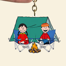 Load image into Gallery viewer, Personalized Happy Camper Keychain Custom Name Gift for Couples
