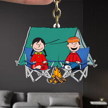 Load image into Gallery viewer, Personalized Happy Camper Keychain Custom Name Gift for Couples
