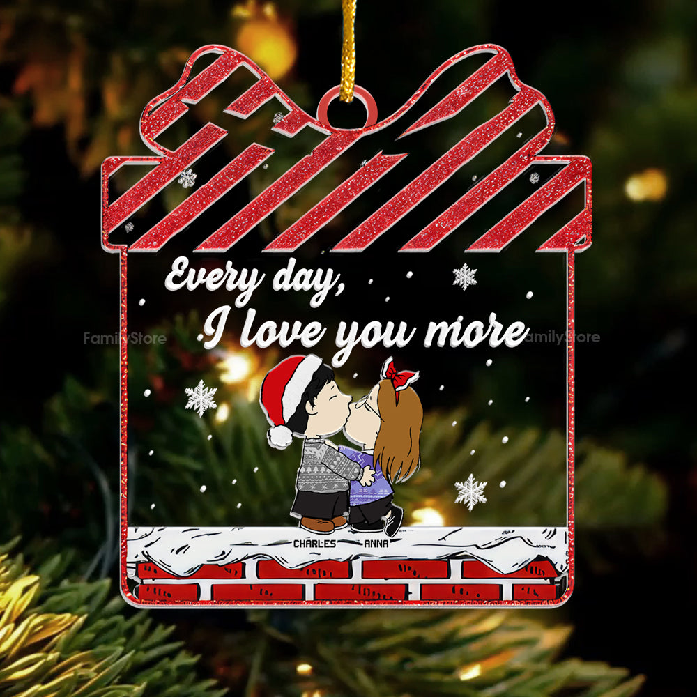 Personalized Acrylic Ornament Every Day I Love You More Gift for Couples Anniversary